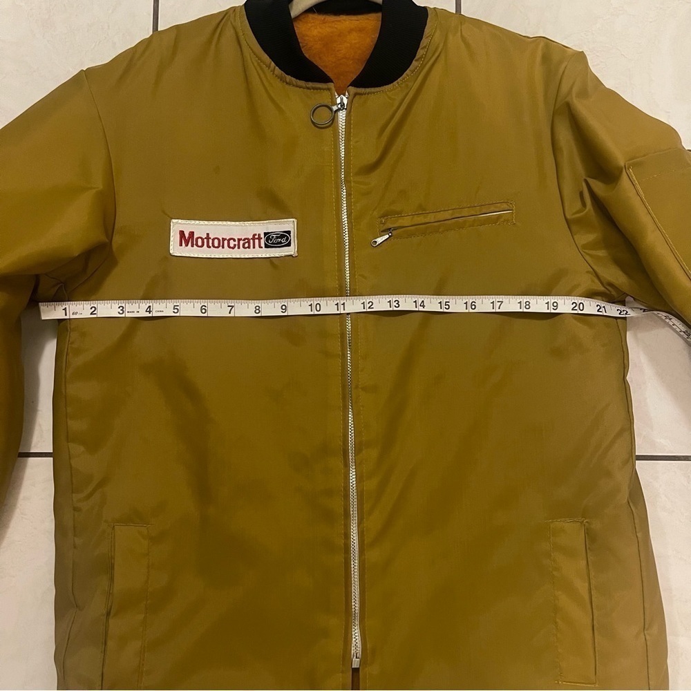 Ford Vintage Rare 90s Winter Jacket Zip Up Fuzzy Lined  Yellow Mustard Size l - Picture 15 of 16
